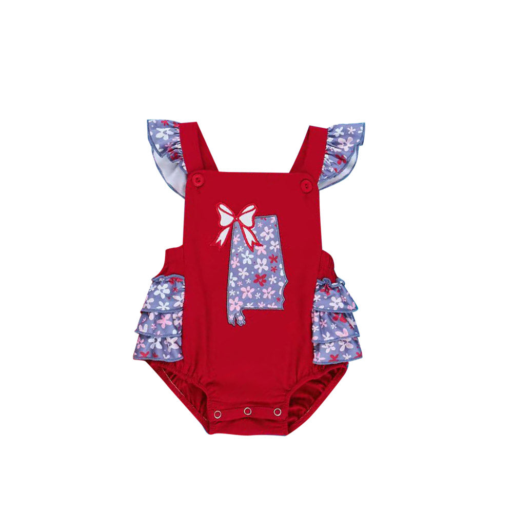 Baby Girls Flowers Bows Flutter Sleeve Ruffle Bubbly Rompers Preorder
