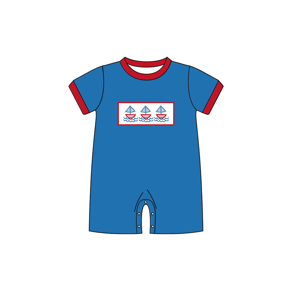 Baby Boys Short Sleeve Hot Blue Boats Shorts Rompers Preorder