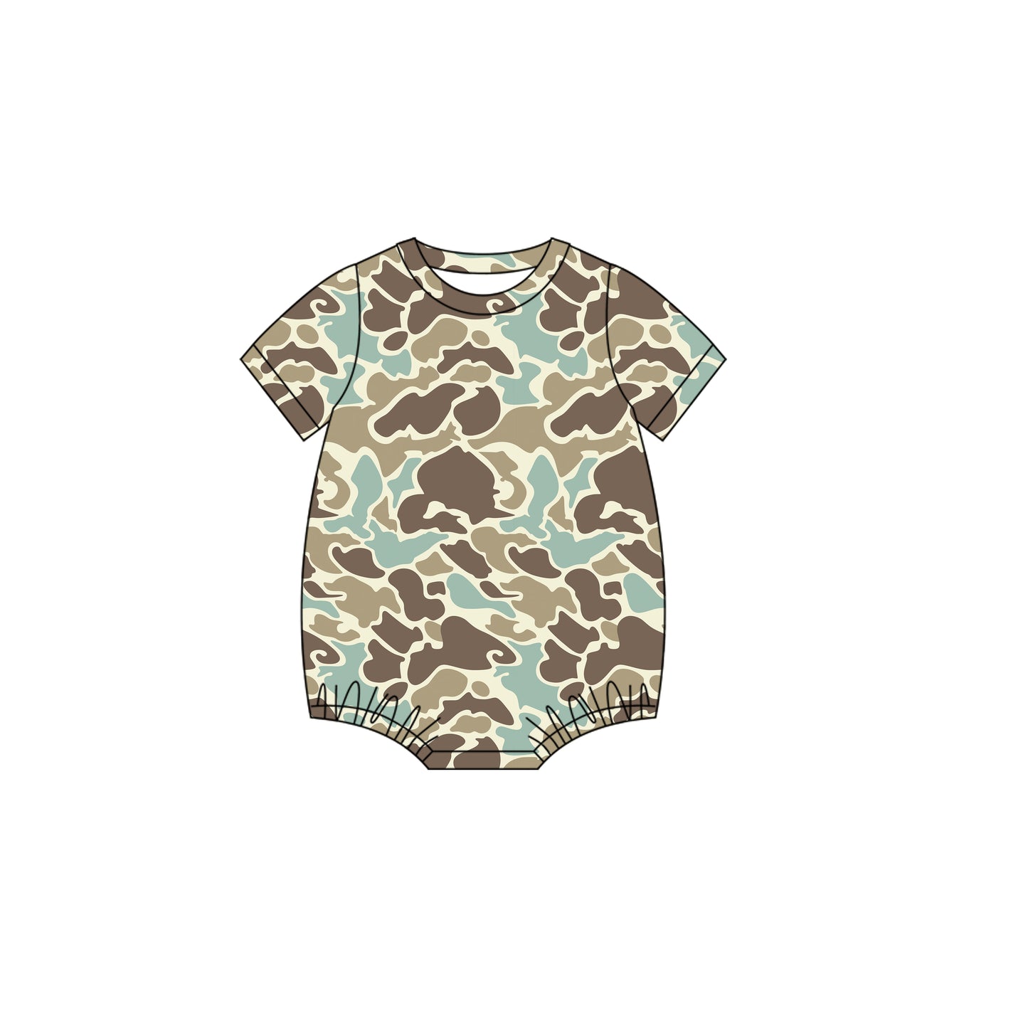 Baby Boys Khaki Camo Short Sleeve Southern Rompers Preorder