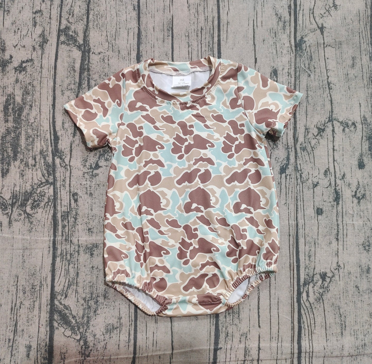 Baby Boys Short Sleeve Southern Khaki Camo Rompers