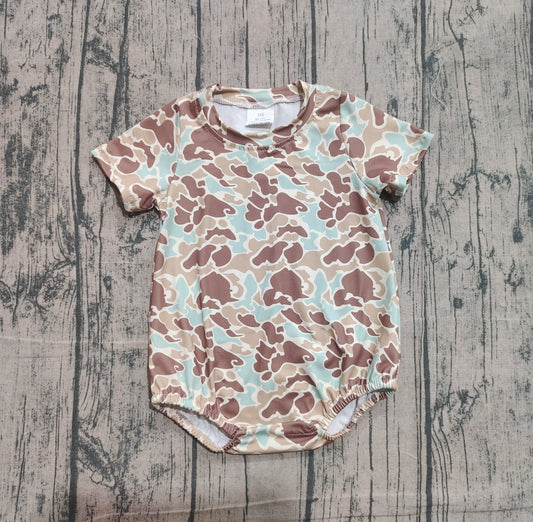 Baby Boys Short Sleeve Southern Khaki Camo Rompers