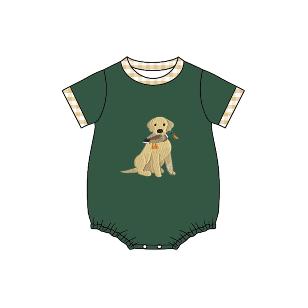 Baby Boys Green Dogs Ducks Short Sleeve Hunting Rompers Preorder
