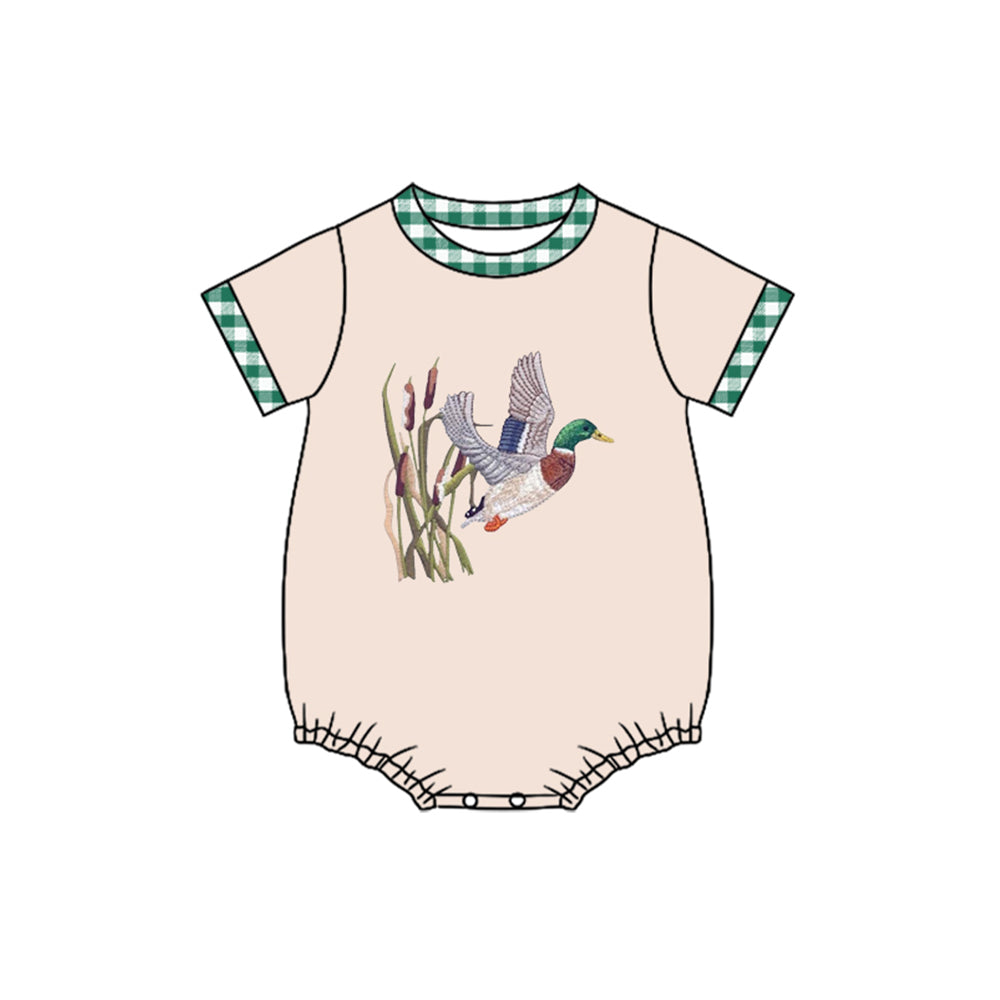 Baby Boys Pink Ducks Short Sleeve Hunting Rompers Preorder