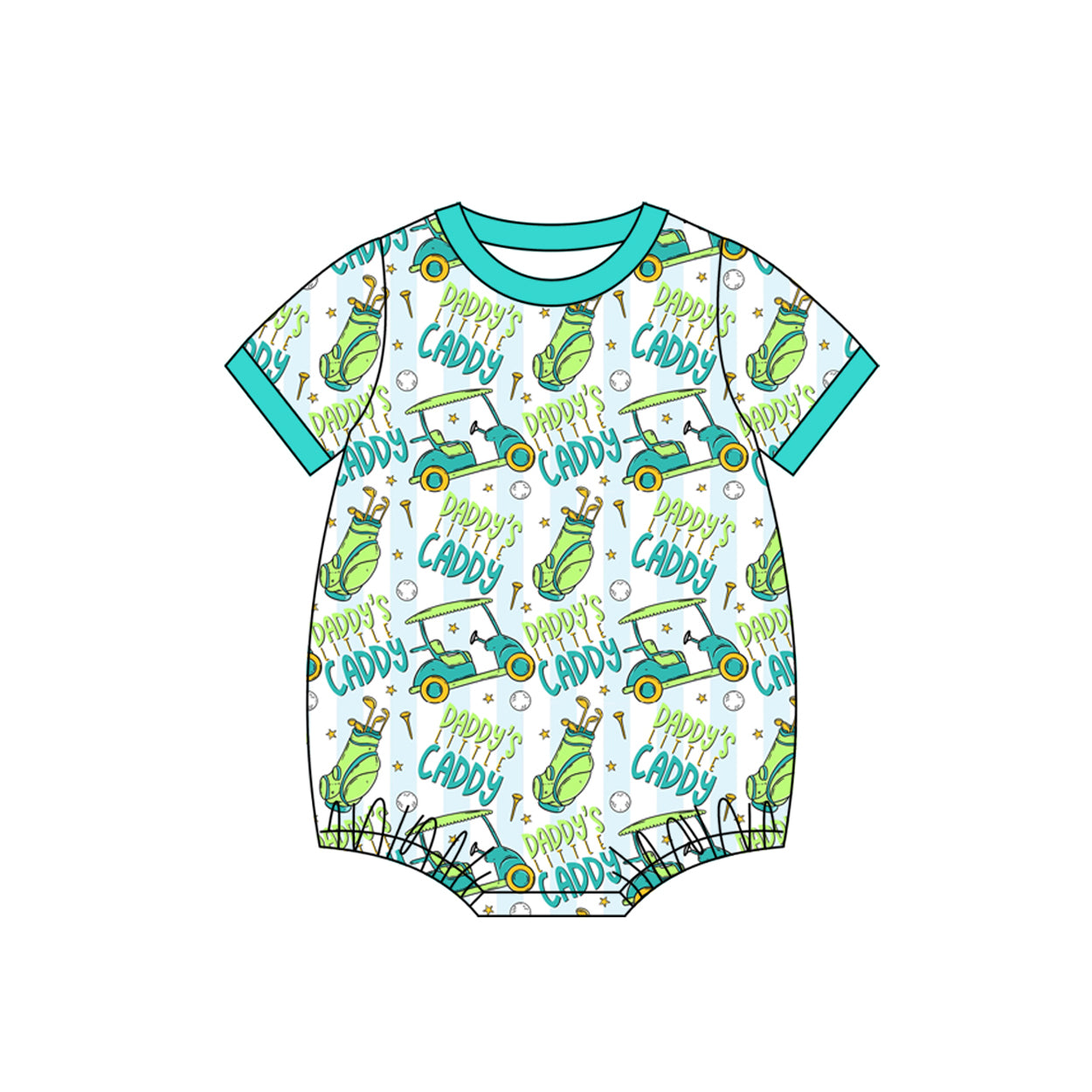 Baby Boys Short Sleeve Daddy's Caddy Golf Trucks Rompers Preorder