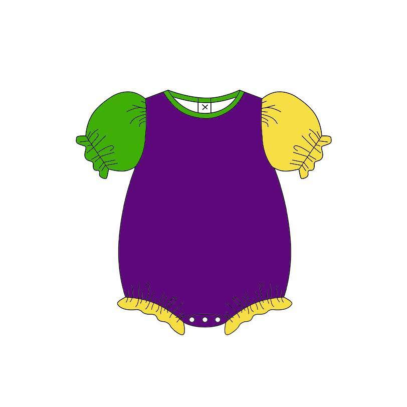 Baby Girls Mardigras Short Ruffle Sleeve Rompers Preorder