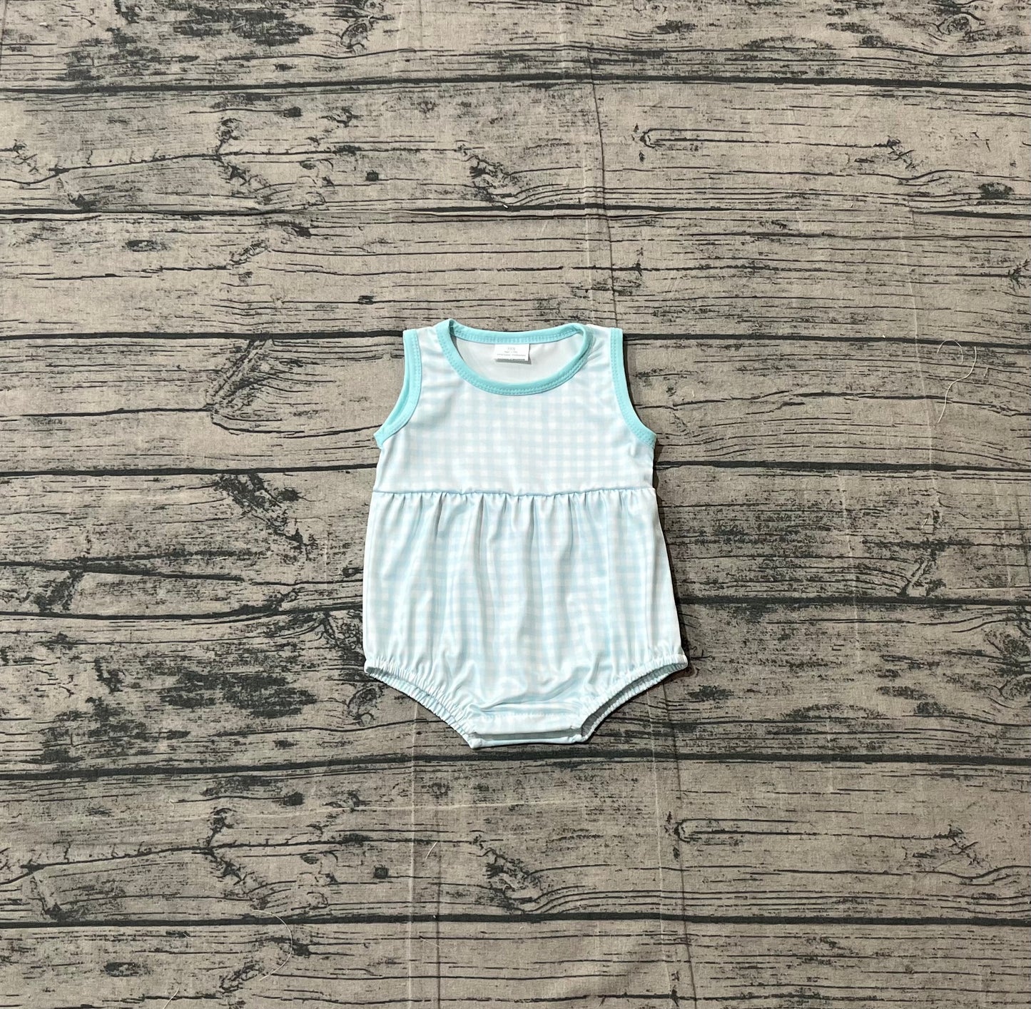 Baby Boys Sleeveless Blue Checked Rompers