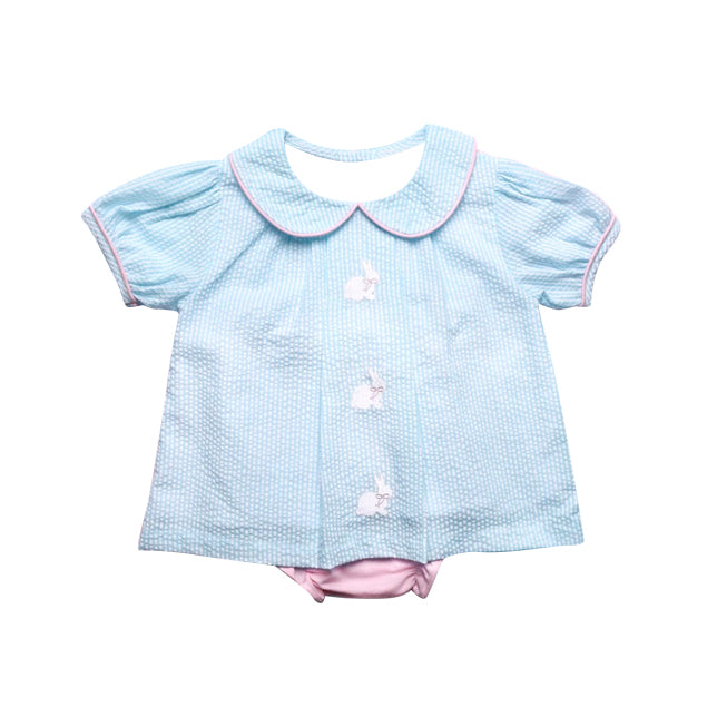 Baby Girls Rabbits Collar Tunic Bummies Easter Ruffle Rompers Preorder