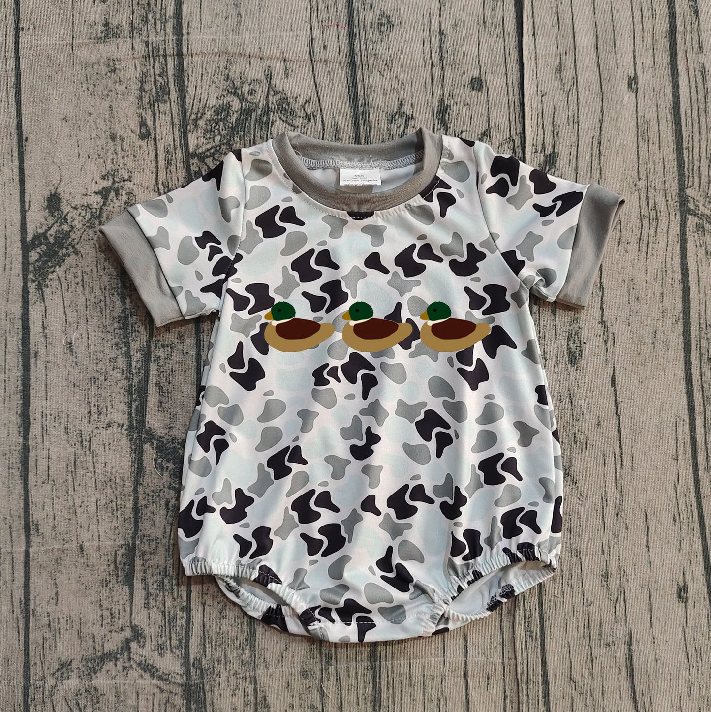 Embroidery Ducks Baby Boys Southern Grey Camo Hunting Rompers