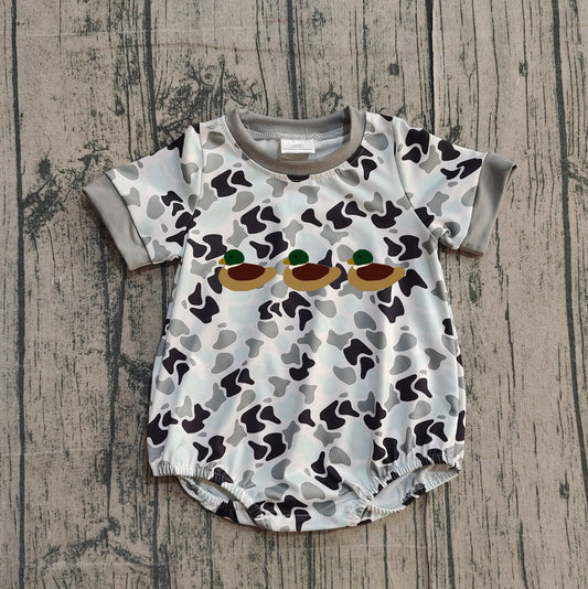 Embroidery Ducks Baby Boys Southern Grey Camo Hunting Rompers