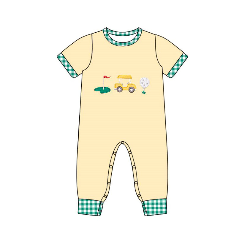 Baby Boys Short Sleeve Golf Trucks Footie Rompers Preorder