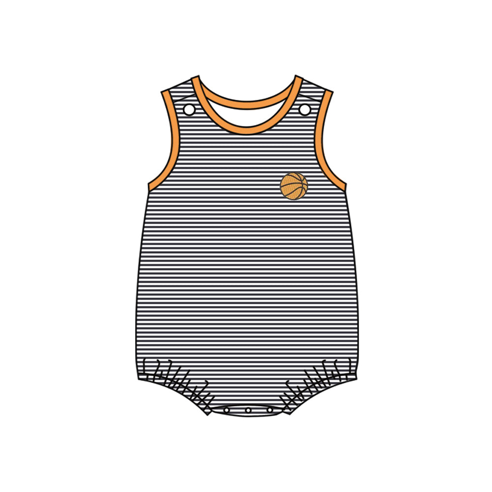 Baby Boys Black Stripe Sleeveless Basketballs Team Rompers Preorder