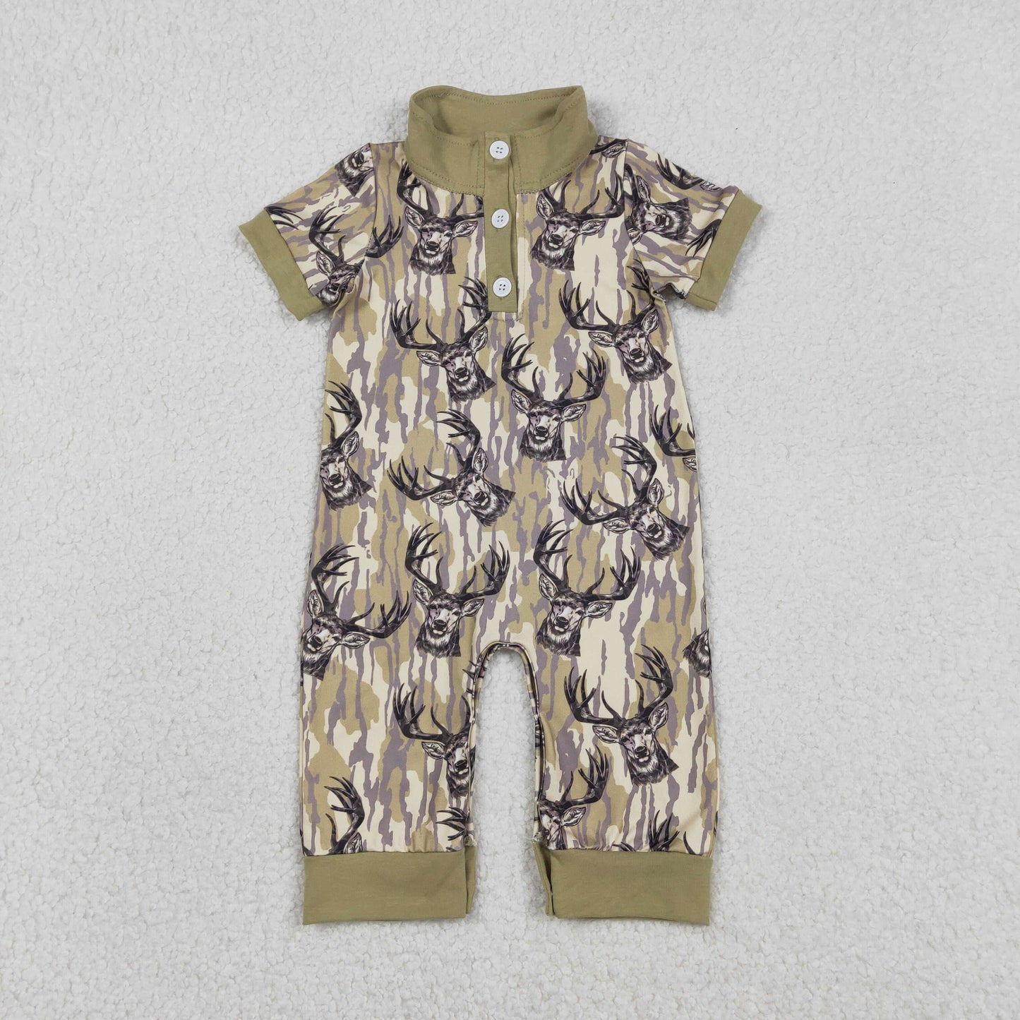 Baby Boys Southern Hunting Deer Camo Button Rompers