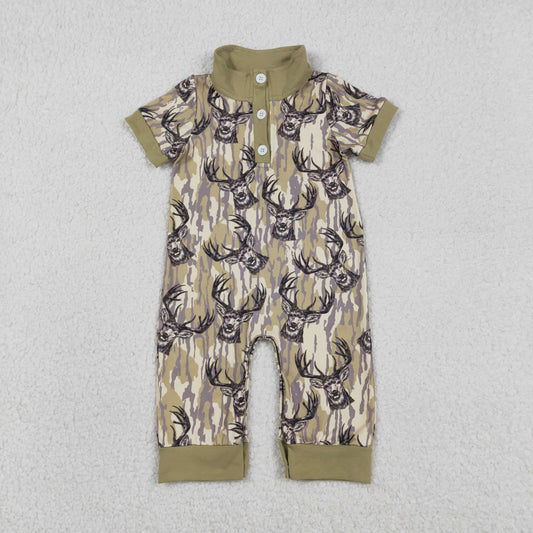 Baby Boys Southern Hunting Deer Camo Button Rompers