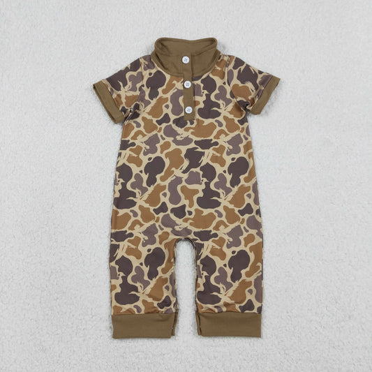 Baby Boys Southern Khaki Camo Button Hunting Rompers
