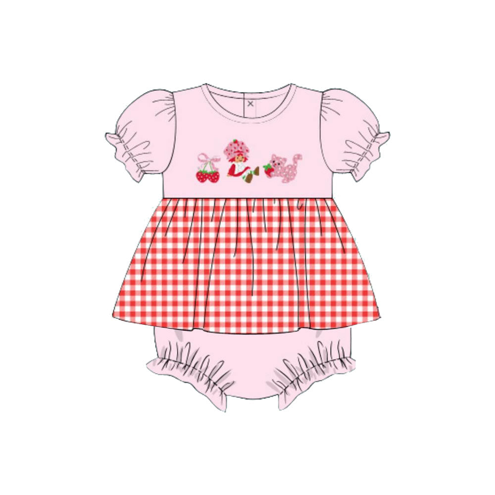 Baby Strawberry Girls Checked Tunic Bummies Ruffle Rompers Preorder