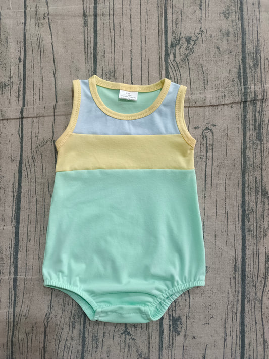 Baby Boys Sleeveless Blue Yellow Aqua Rompers