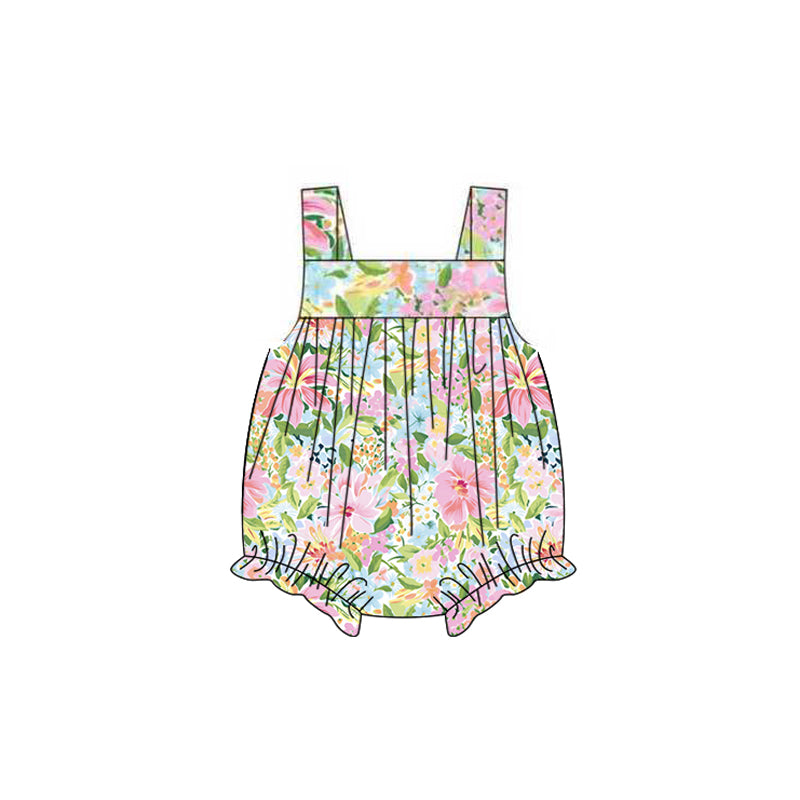 Baby Girls Strap Floral Ruffle Rompers Preorder