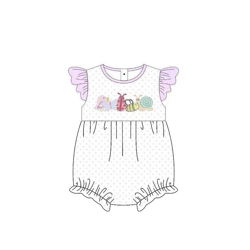 Baby Girls Flutter Sleeve Ladybirds Snails Polka Dots Ruffle Rompers Preorder
