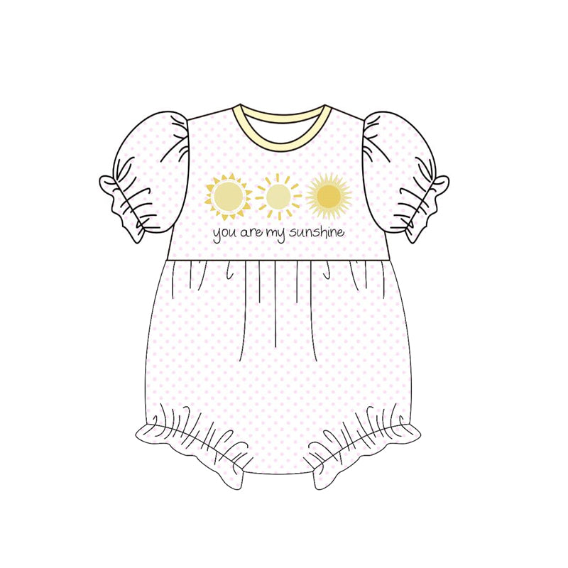 Baby Girls Short Sleeve You are My Sunshine Polka Dots Ruffle Rompers Preorder