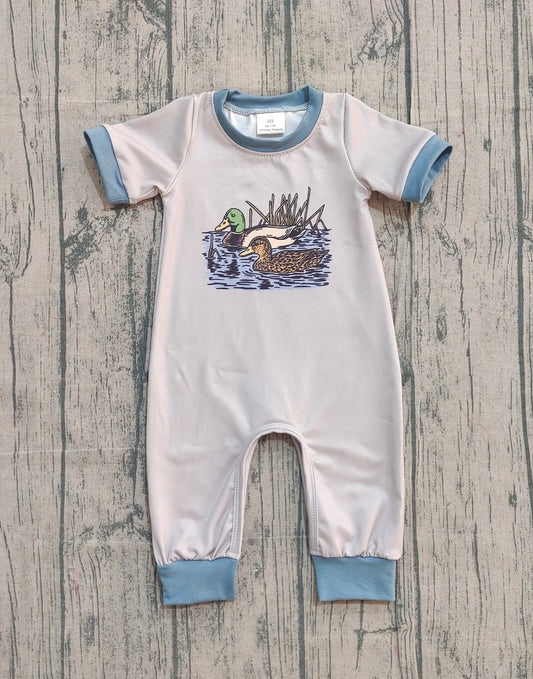 Baby Boys Ducks Hunting Footie Rompers