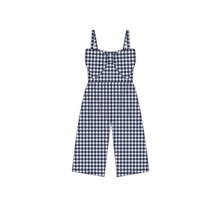 Baby Girls Black Checked Strap Bows Pant Jumpsuits Preorder