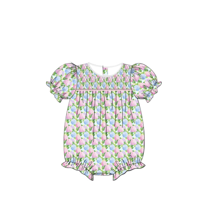 Baby Girls Short Ruffle Sleeve Flowers Ruffle Rompers Preorder
