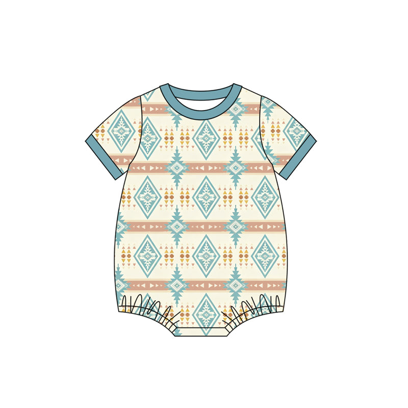 Baby Boys Short Sleeve Western Aztec Rompers Preorder