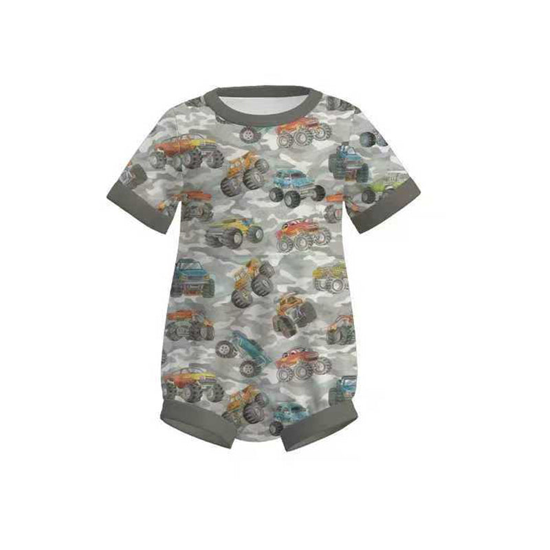 Baby Boys Grey Camo Trucks Southern Rompers Preorder