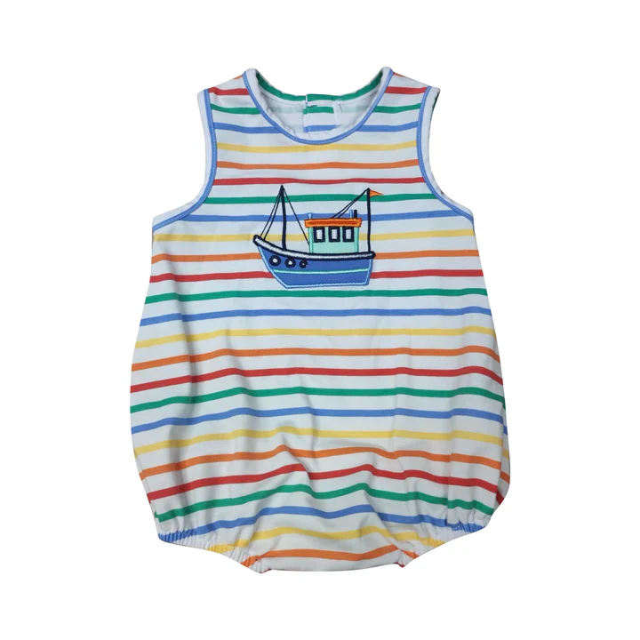 Baby Boys Sleeveless Colorful Stripe Boats Rompers Preorder
