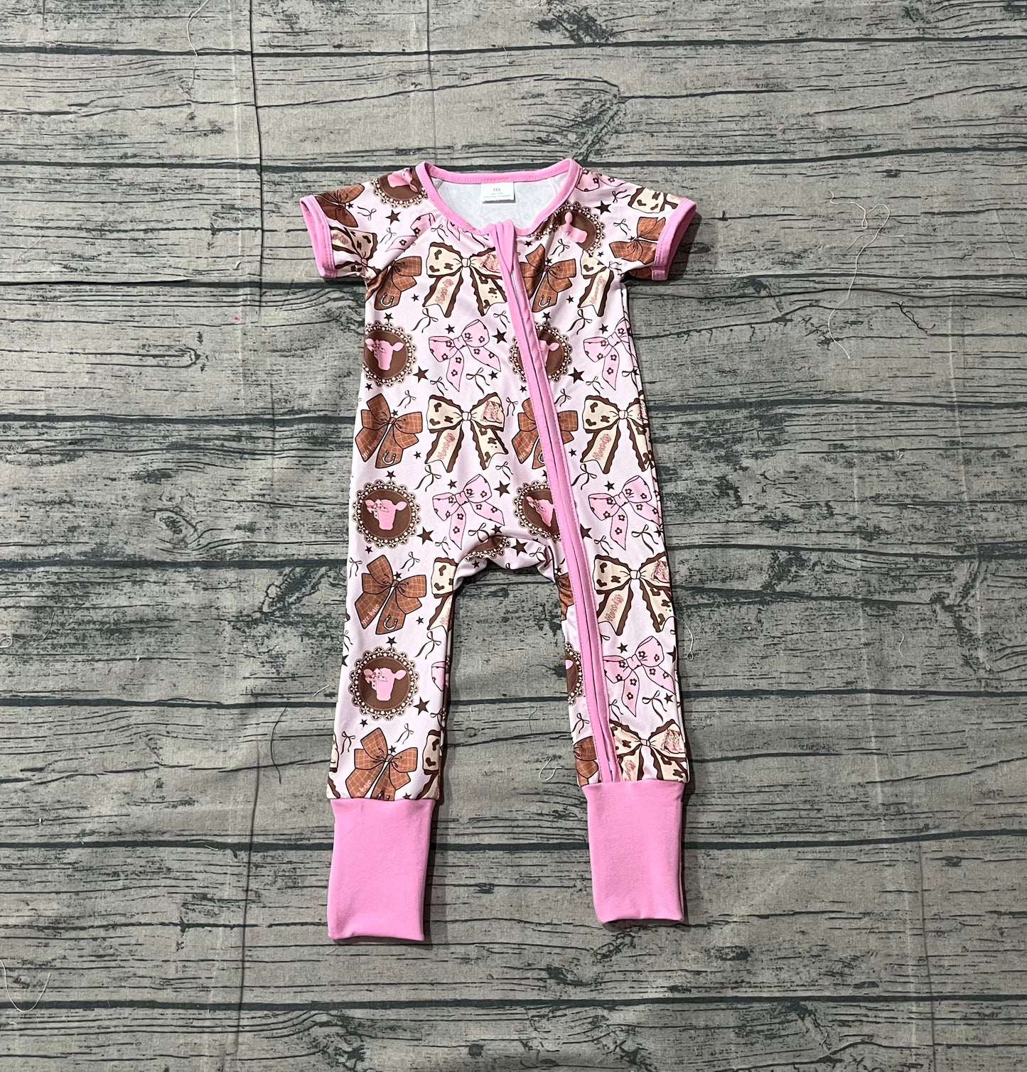 Baby Girls Flowers Highland Cows Western Two Way Zip Convertible Rompers
