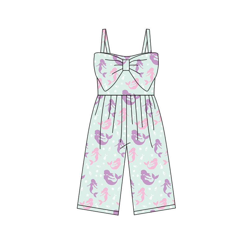 Baby Girls Strap Colorful Mermaid Fishes Pants Jumpsuits Preorder
