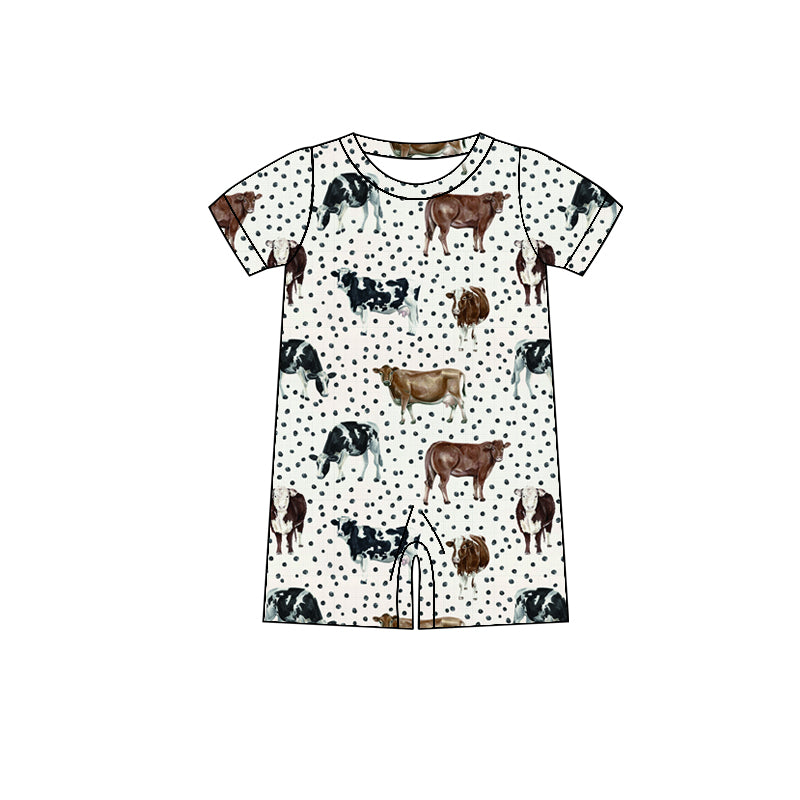 Baby Boys Short Sleeve Polka Dots Cows Western Shorts Rompers Preorder