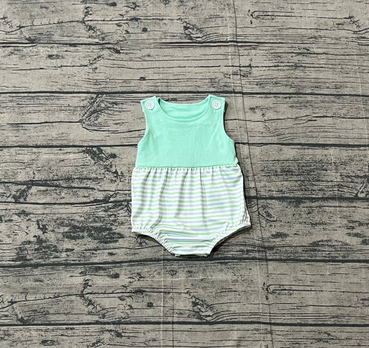 Baby Boys Sleeveless Green Stripe Rompers
