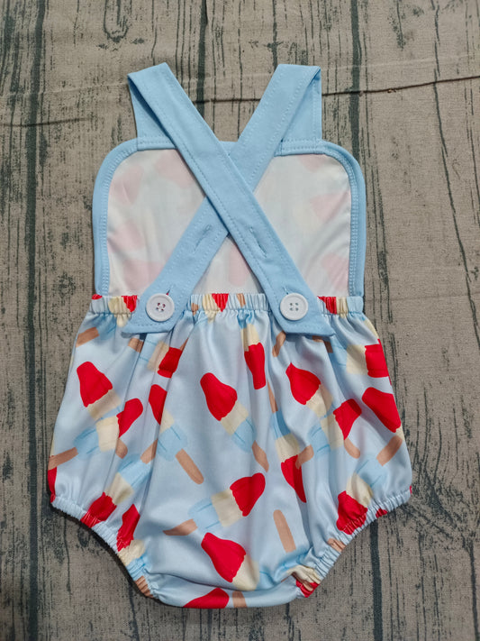 Baby Boys Blue Strap Popsicle 4th of July Rompers Preorder