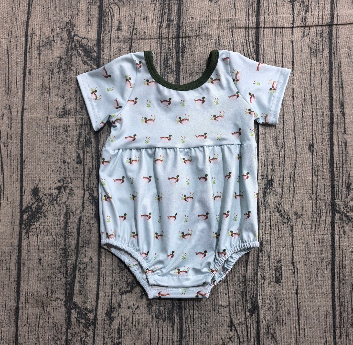 Baby Boys Short Sleeve Ducks Plaid Hunting Rompers