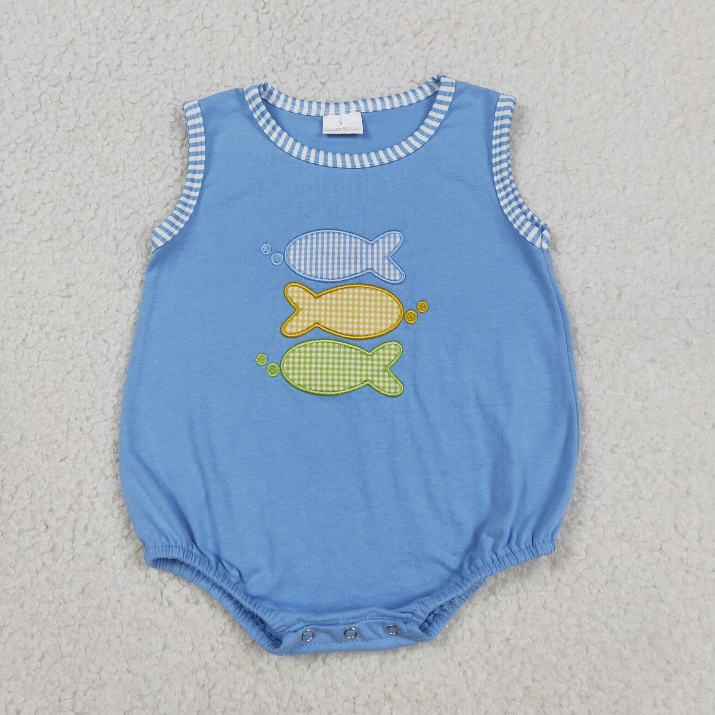 Embroidery Fishes Baby Boys Sleeveless Hunting Rompers