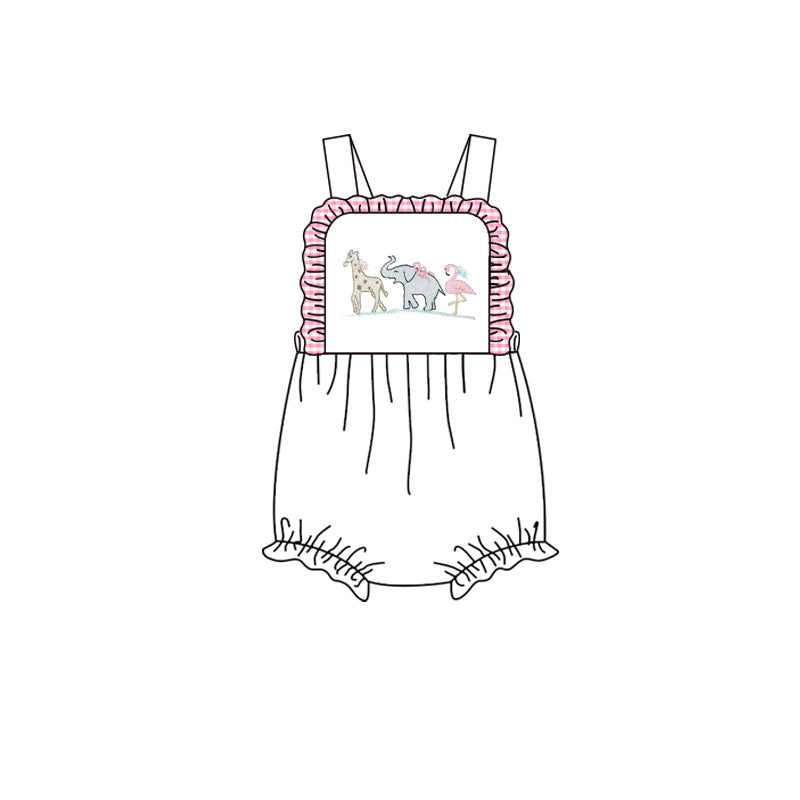 Baby Girls Strap Bows Animals Ruffle Rompers Preorder