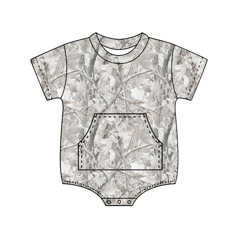 Baby Boys Short Sleeve Southern Leaves Camo Pockets Rompers Preorder