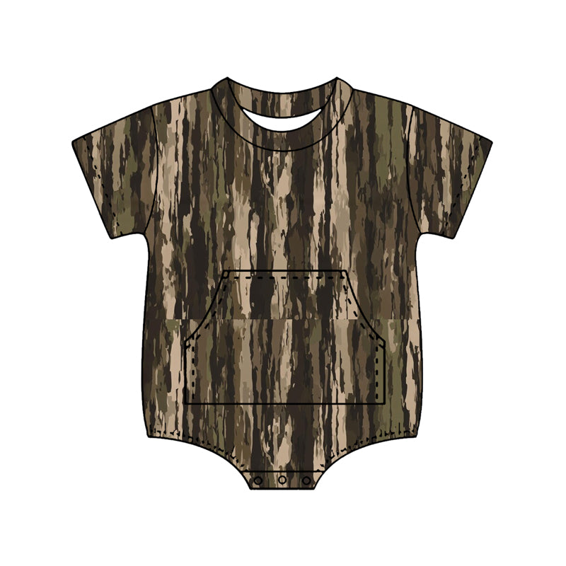 Baby Boys Short Sleeve Southern Olive Camo Pockets Rompers Preorder