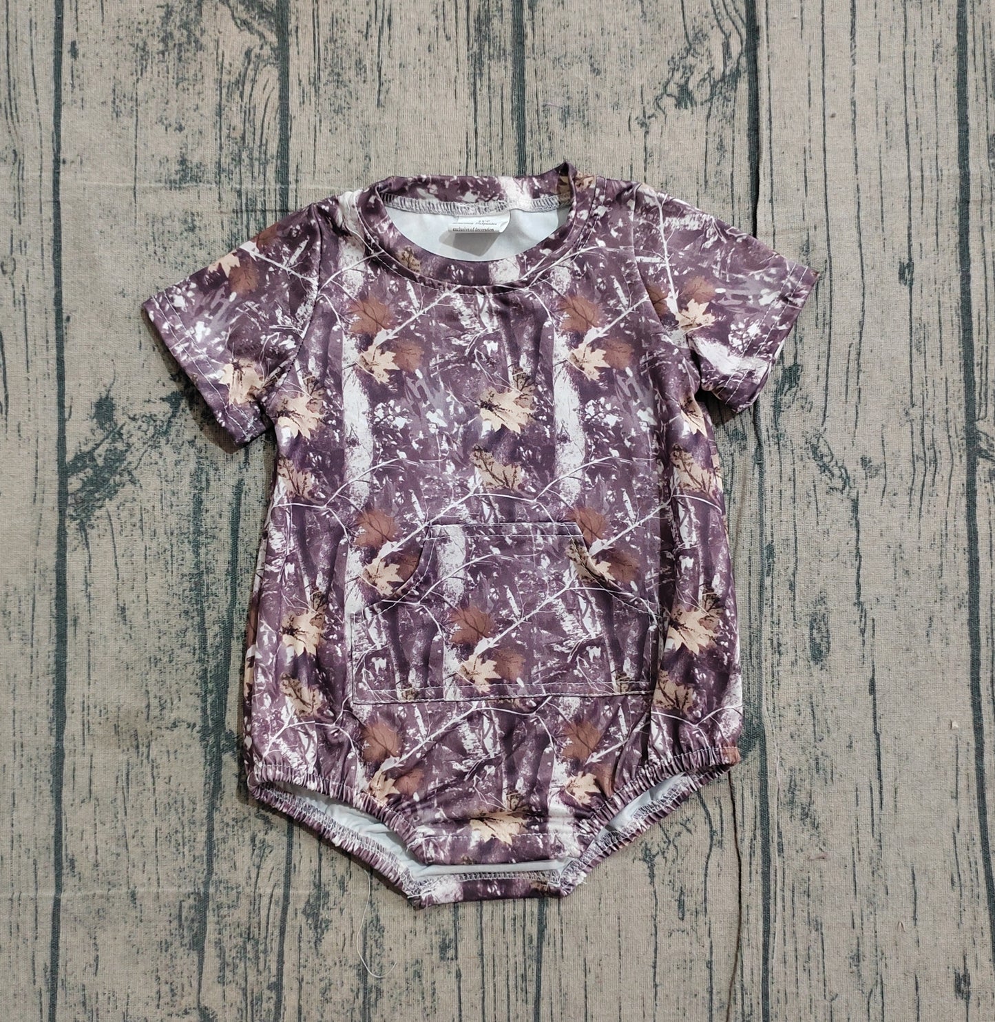Baby Boys Short Sleeve Southern Leaves Camo Pockets Rompers