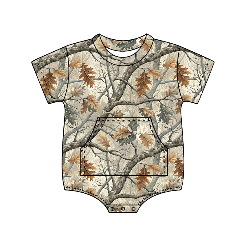 Baby Boys Short Sleeve Southern Leaves Camo Pockets Rompers Preorder