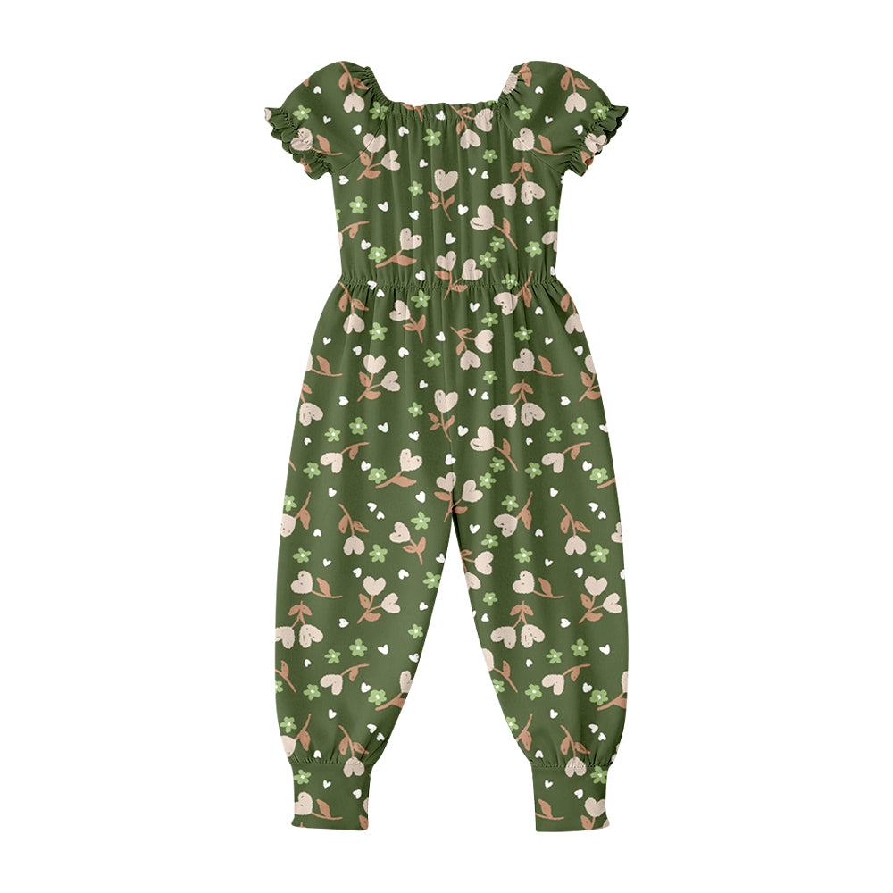 Baby Girls Short Ruffle Sleeve Colorful Flowers Pant Jumpsuits Preorder