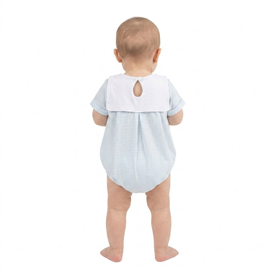 Embroidery Truck House Baby Boys Farm Stripe Rompers