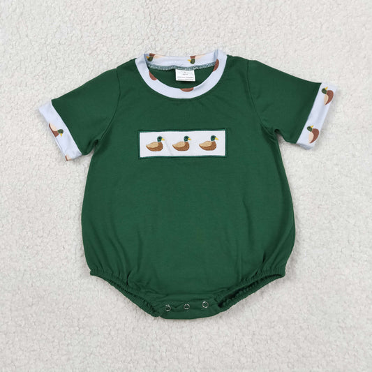 Embroidery Ducks Baby Boys Short Sleeve Hunting Rompers