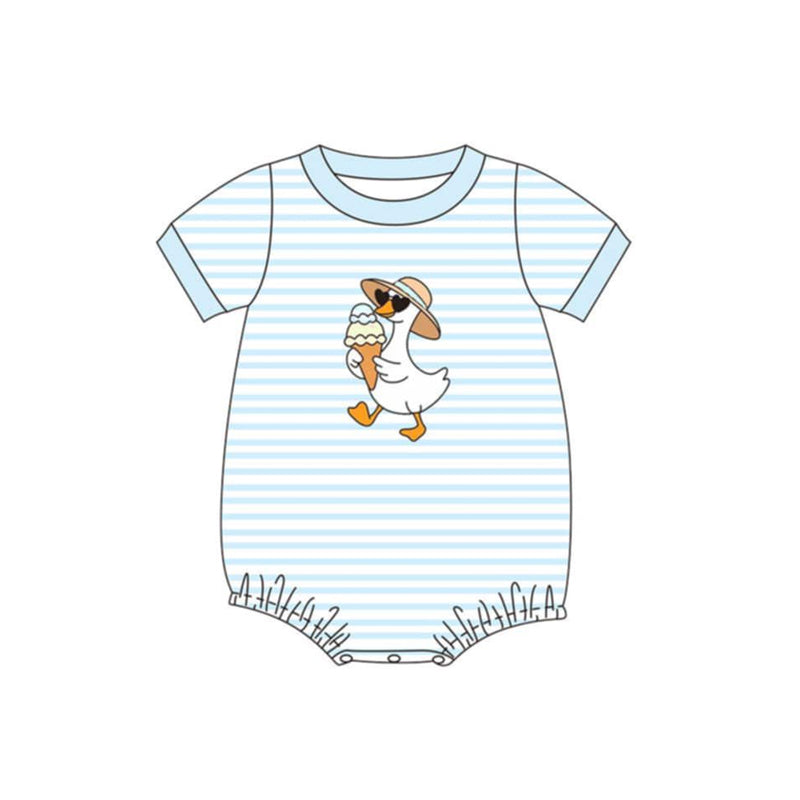 Baby Boys Blue Stripe Ice Cream Gooses Rompers Preorder