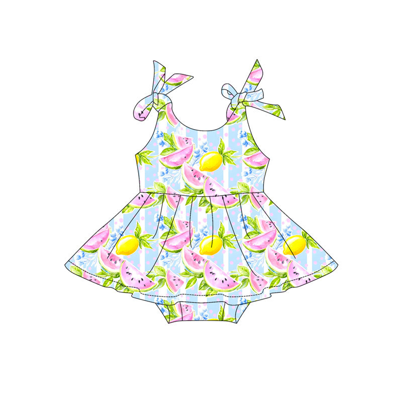 Baby Girls Strap Watermelon Lemons Tunic Ruffle Rompers Preorder
