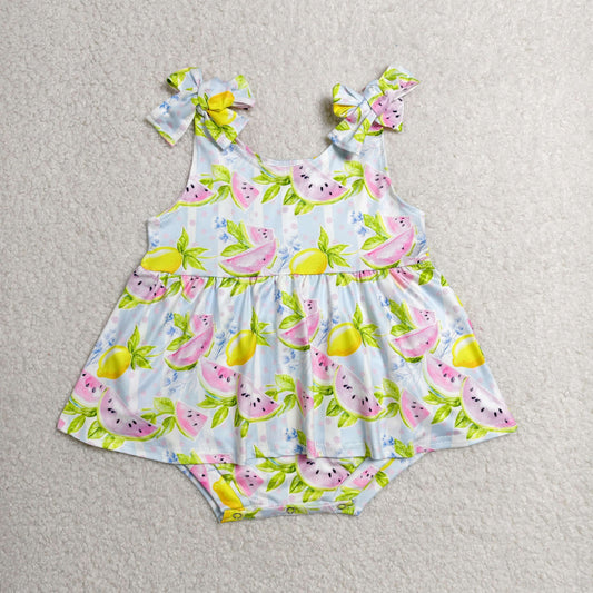 Baby Girls Strap Watermelon Lemons Tunic Ruffle Rompers