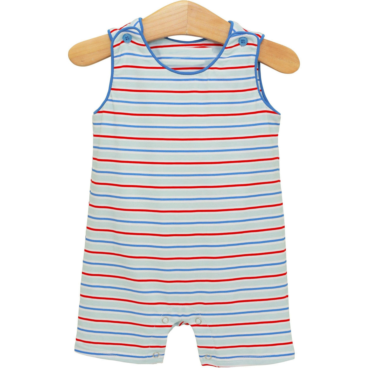 Baby Boys Sleeveless Red Blue Stripe 4th of July Shorts Romper Preorder