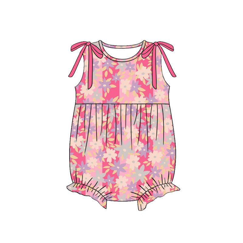 Baby Girls Sleeveless Colorful Flowers Ruffle Romper Preorder