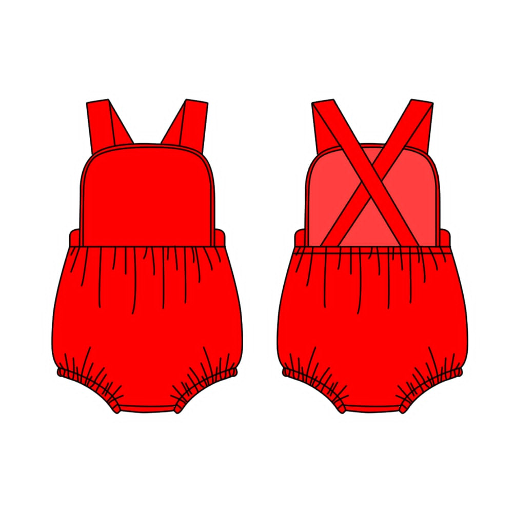 Baby Boys Girls Orange Red Strap Ruffle Rompers Preorder
